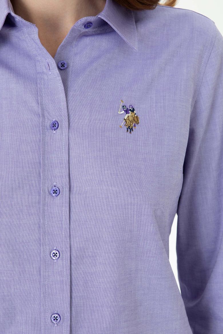 Kadın Mor Uzun Kollu Basic Gömlek - 50271268075