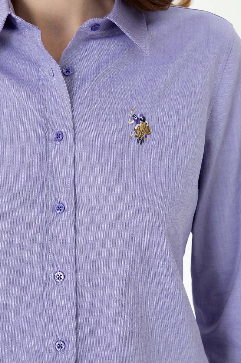 Kadın Mor Uzun Kollu Basic Gömlek