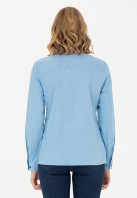 Kadın Kobalt Mavi Uzun Kollu Basic Gömlek - 50271268092