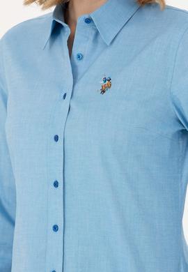 Kadın Kobalt Mavi Uzun Kollu Basic Gömlek - 50271268092