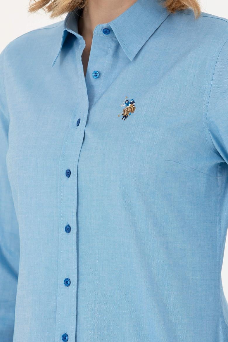 Kadın Kobalt Mavi Uzun Kollu Basic Gömlek - 50271268092