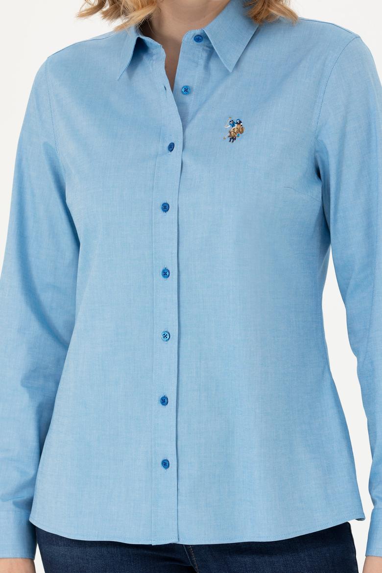 Kadın Kobalt Mavi Uzun Kollu Basic Gömlek - 50271268092