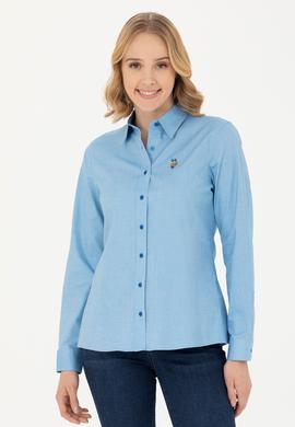 Kadın Kobalt Mavi Uzun Kollu Basic Gömlek - 50271268092