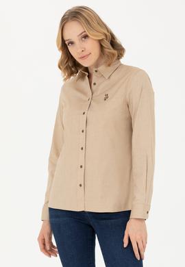 Kadın Açık Haki Uzun Kollu Basic Gömlek - 50271268107