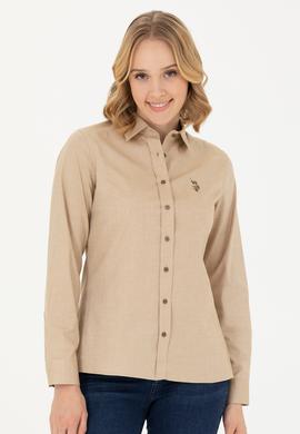 Kadın Açık Haki Uzun Kollu Basic Gömlek - 50271268107