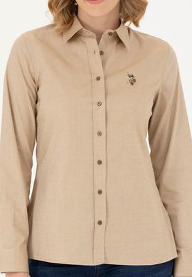 Kadın Açık Haki Uzun Kollu Basic Gömlek - 50271268107