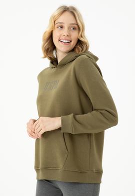 Kadın Haki Basic Sweatshirt - 50271557044