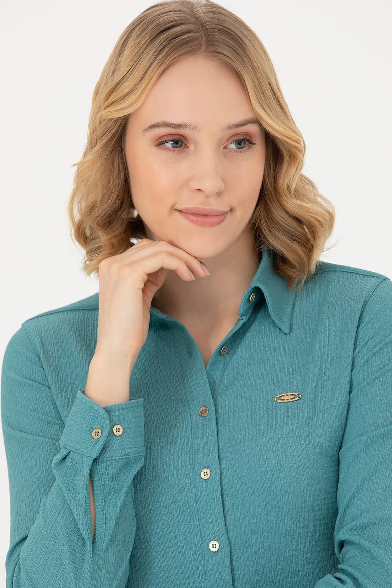 Kadın Mint Örme Gömlek - 50271572007