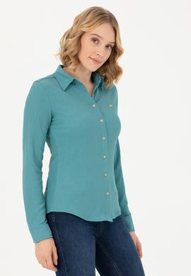 Kadın Mint Örme Gömlek - 50271572007