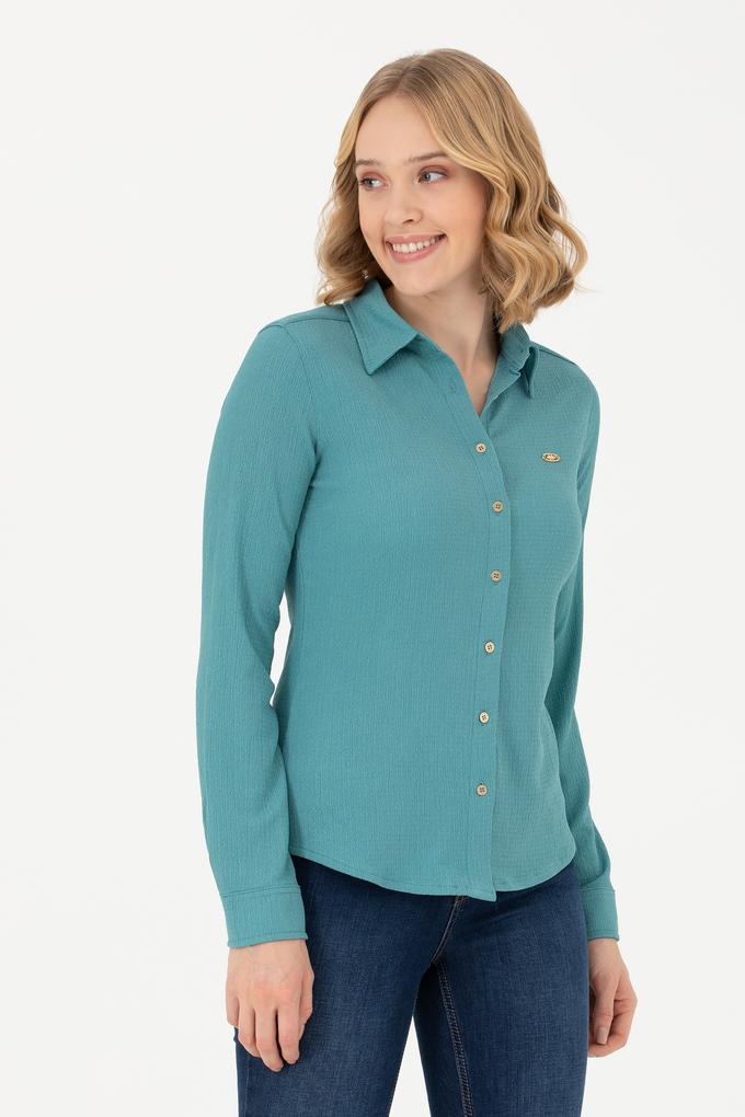 Kadın Mint Örme Gömlek