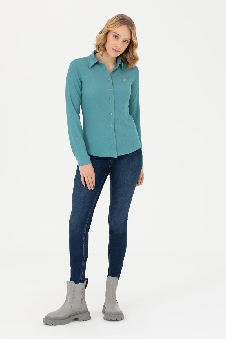 Kadın Mint Örme Gömlek - 50271572007