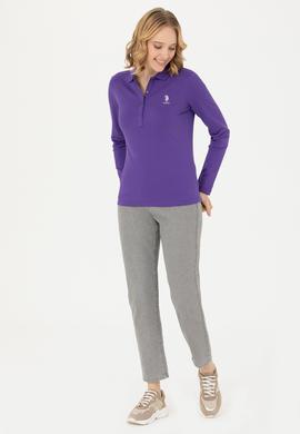 Kadın Mor Basic Polo Yaka Sweatshirt - 50271573094