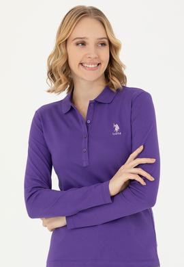 Kadın Mor Basic Polo Yaka Sweatshirt - 50271573094