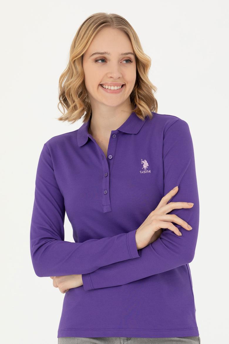 Kadın Mor Basic Polo Yaka Sweatshirt - 50271573094