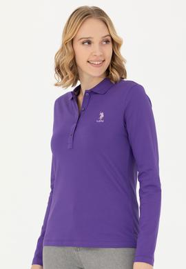 Kadın Mor Basic Polo Yaka Sweatshirt - 50271573094