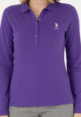 Kadın Mor Basic Polo Yaka Sweatshirt - 50271573094