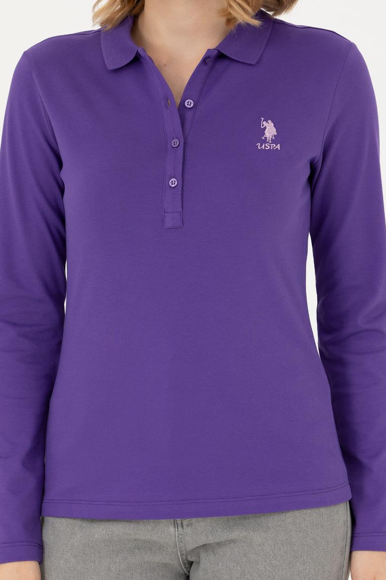 Kadın Mor Basic Polo Yaka Sweatshirt - 50271573094