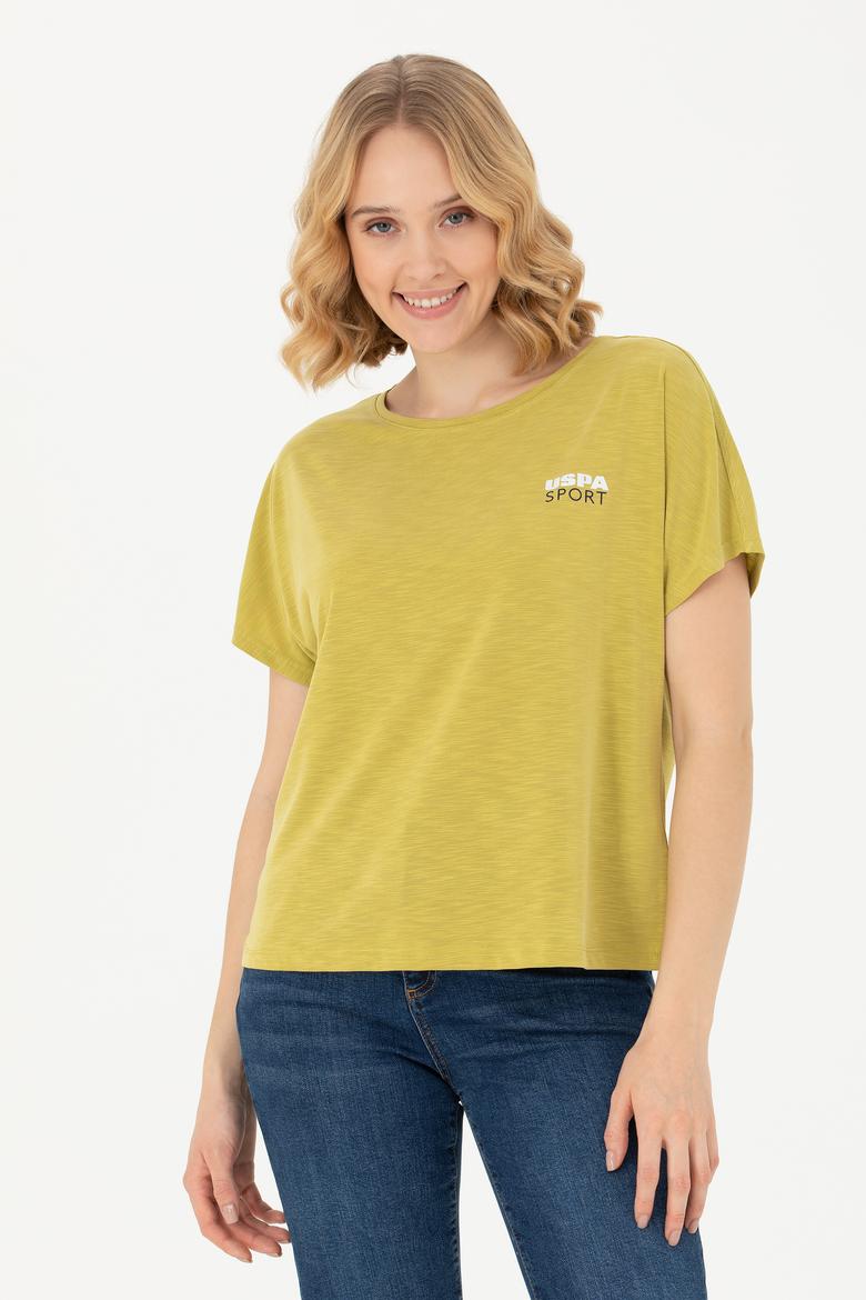 Kadın Fıstık Yeşili Bisiklet Yaka Tişört