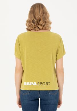 Kadın Fıstık Yeşili Bisiklet Yaka Tişört - 50271621067