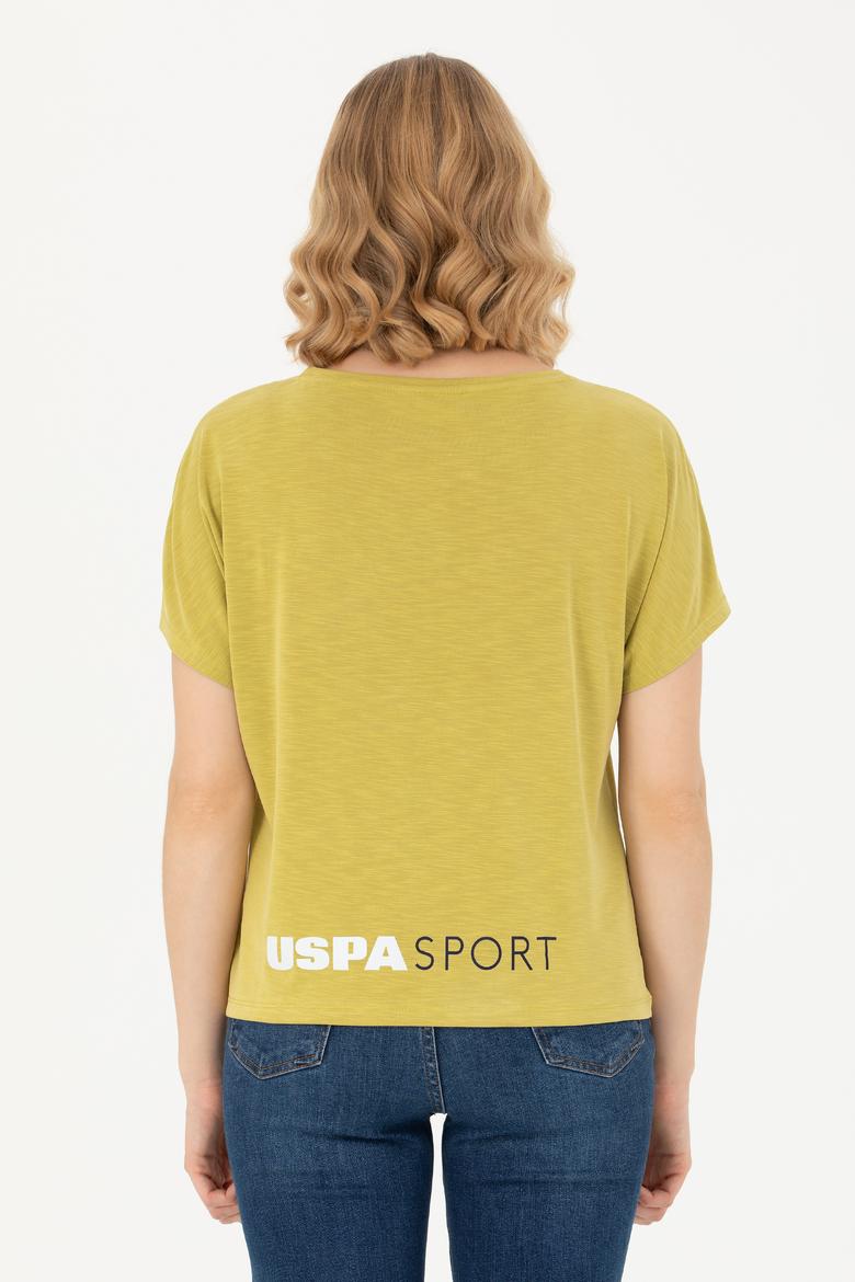 Kadın Fıstık Yeşili Bisiklet Yaka Tişört - 50271621067