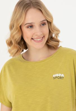 Kadın Fıstık Yeşili Bisiklet Yaka Tişört - 50271621067