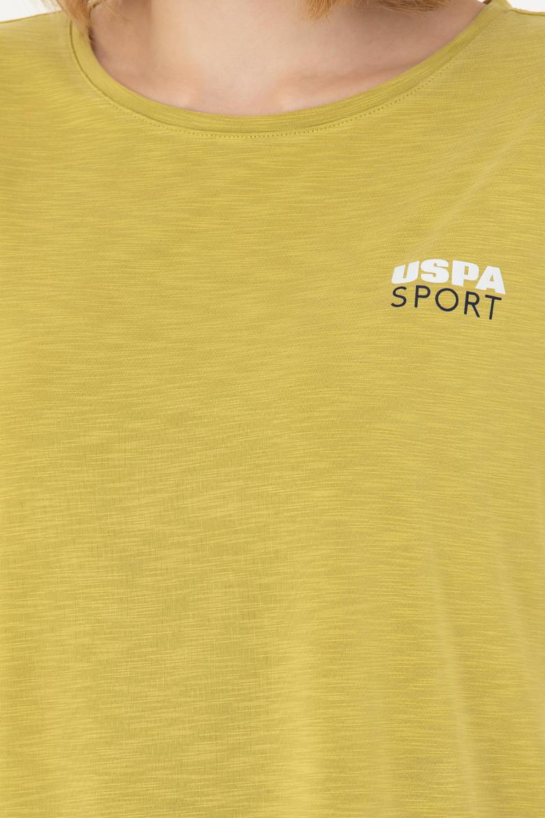 Kadın Fıstık Yeşili Bisiklet Yaka Tişört - 50271621067