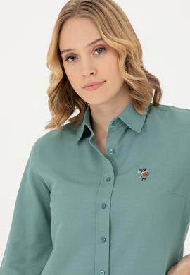 Kadın Mint Uzun Kollu Basic Gömlek - 50271935018