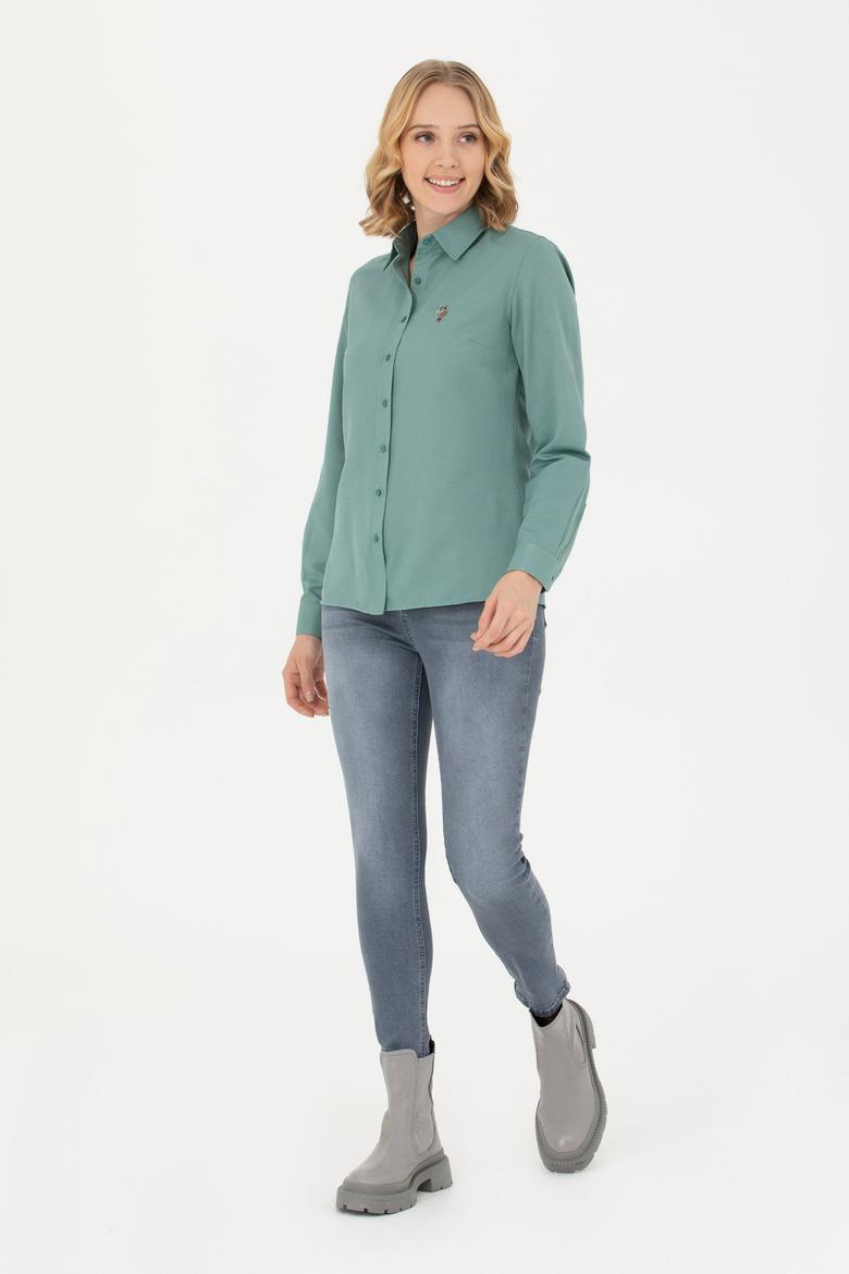 Kadın Mint Uzun Kollu Basic Gömlek - 50271935018