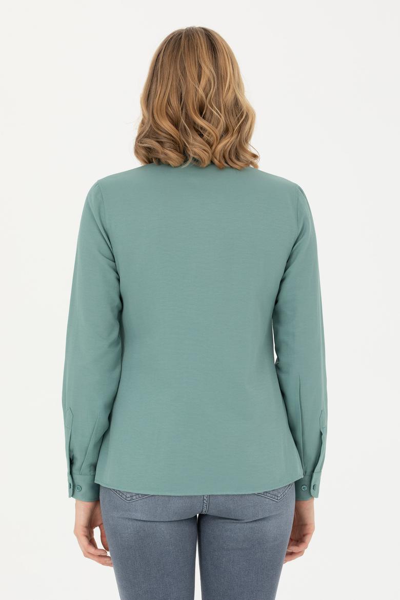 Kadın Mint Uzun Kollu Basic Gömlek - 50271935018