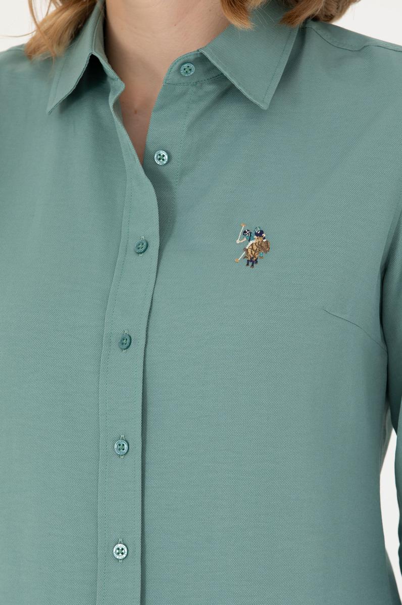 Kadın Mint Uzun Kollu Basic Gömlek