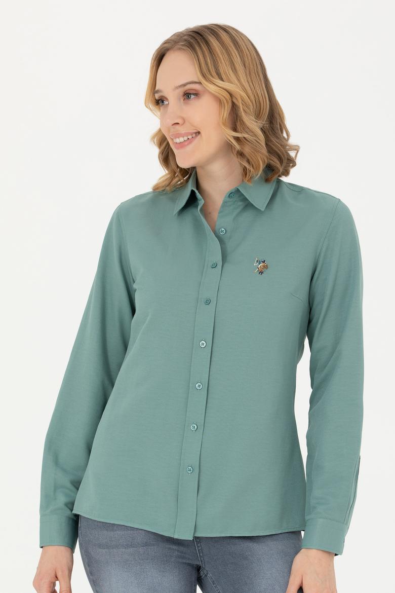 Kadın Mint Uzun Kollu Basic Gömlek