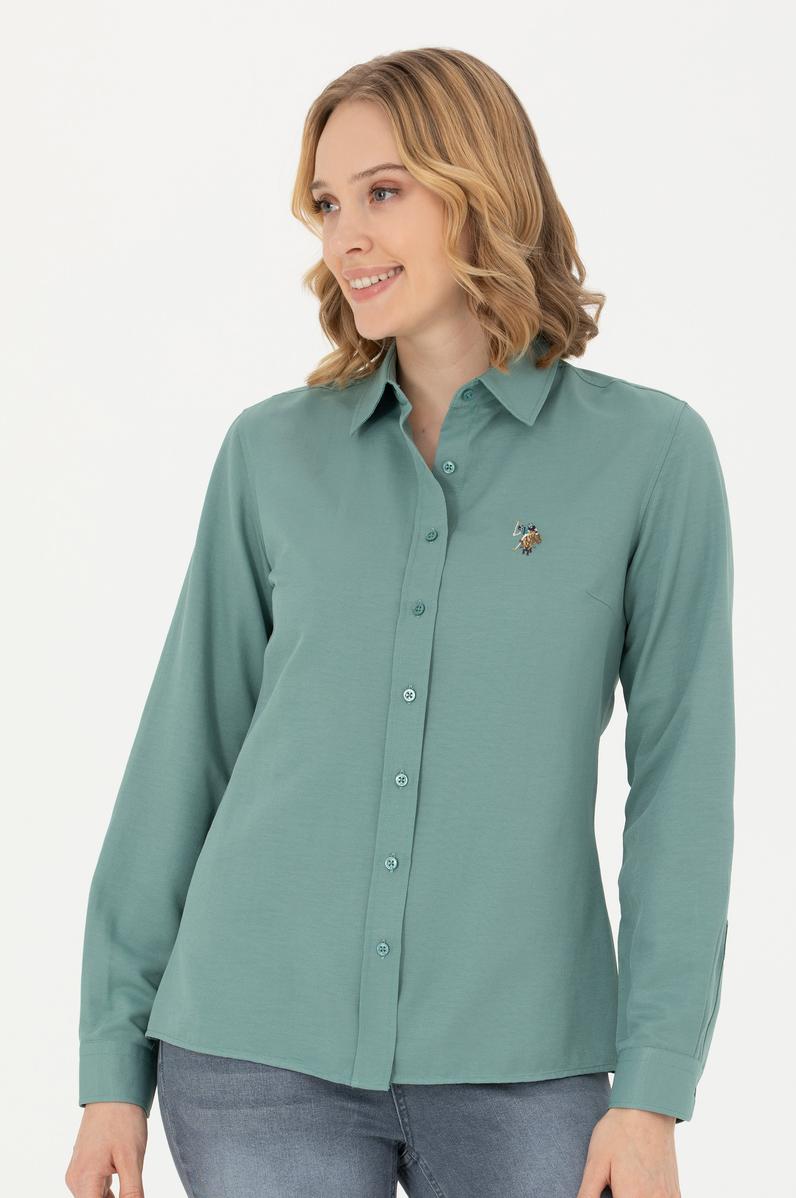 Kadın Mint Uzun Kollu Basic Gömlek