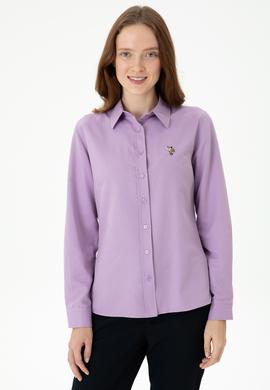 Kadın Lila Uzun Kollu Basic Gömlek - 50271935026