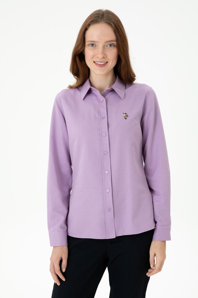 Kadın Lila Uzun Kollu Basic Gömlek