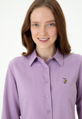 Kadın Lila Uzun Kollu Basic Gömlek - 50271935026