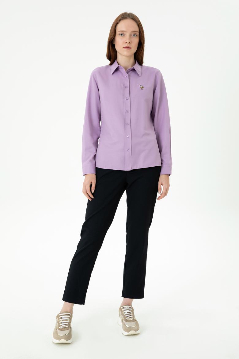 Kadın Lila Uzun Kollu Basic Gömlek - 50271935026