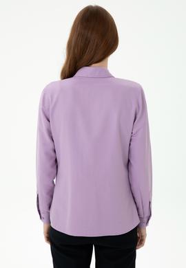 Kadın Lila Uzun Kollu Basic Gömlek - 50271935026