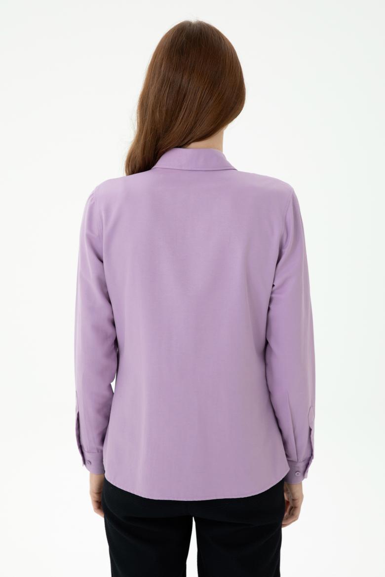 Kadın Lila Uzun Kollu Basic Gömlek - 50271935026