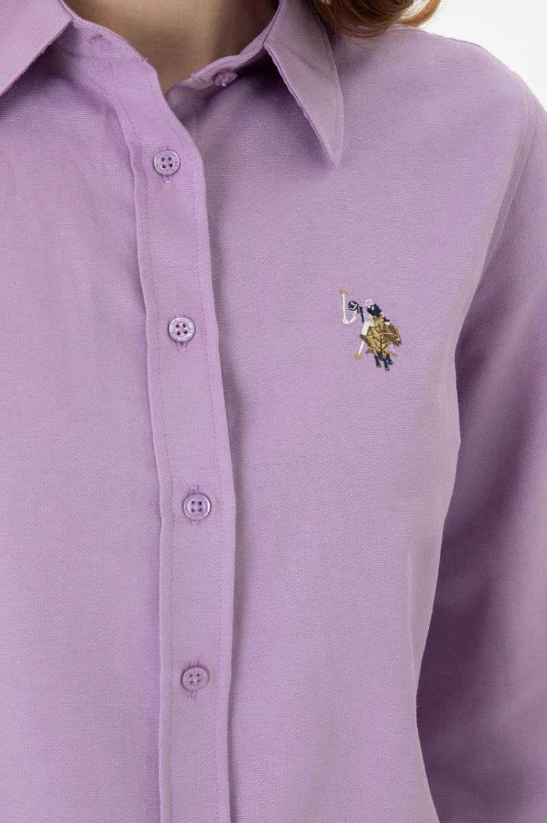 Kadın Lila Uzun Kollu Basic Gömlek