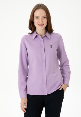 Kadın Lila Uzun Kollu Basic Gömlek - 50271935026