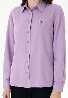 Kadın Lila Uzun Kollu Basic Gömlek - 50271935026