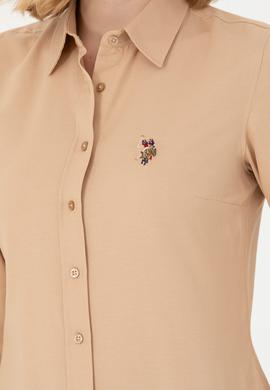 Kadın Kum Uzun Kollu Basic Gömlek - 50271935050