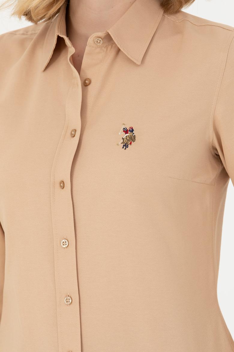 Kadın Kum Uzun Kollu Basic Gömlek - 50271935050