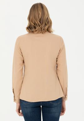Kadın Kum Uzun Kollu Basic Gömlek - 50271935050