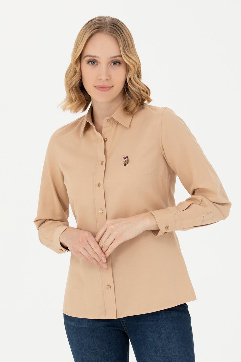 Kadın Kum Uzun Kollu Basic Gömlek - 50271935050
