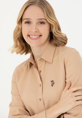 Kadın Kum Uzun Kollu Basic Gömlek - 50271935050