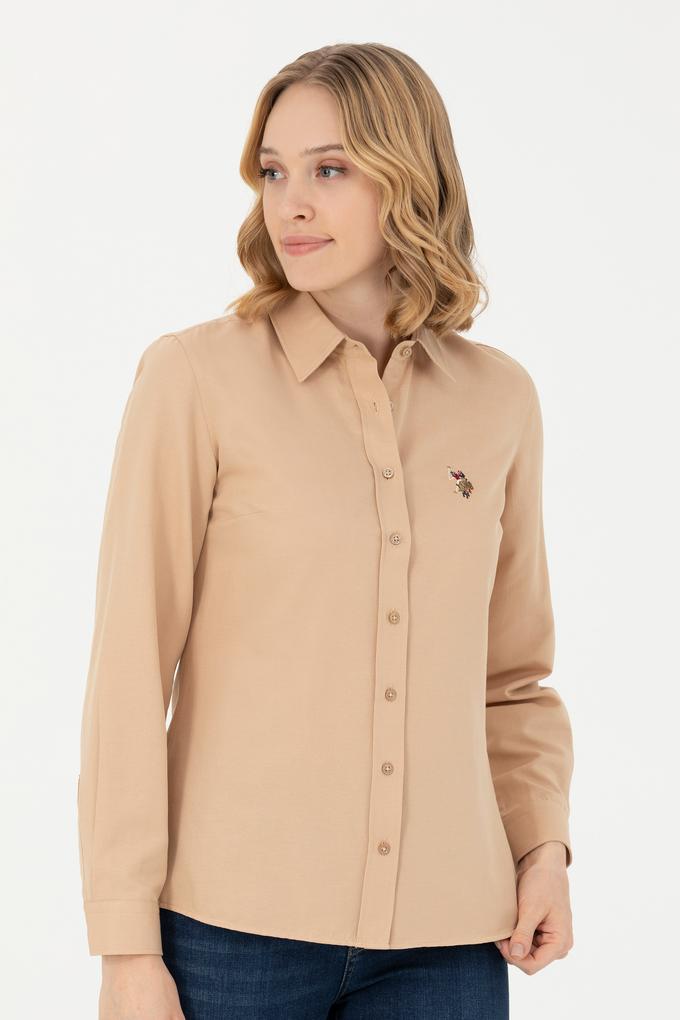 Kadın Kum Uzun Kollu Basic Gömlek