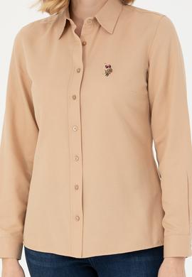 Kadın Kum Uzun Kollu Basic Gömlek - 50271935050
