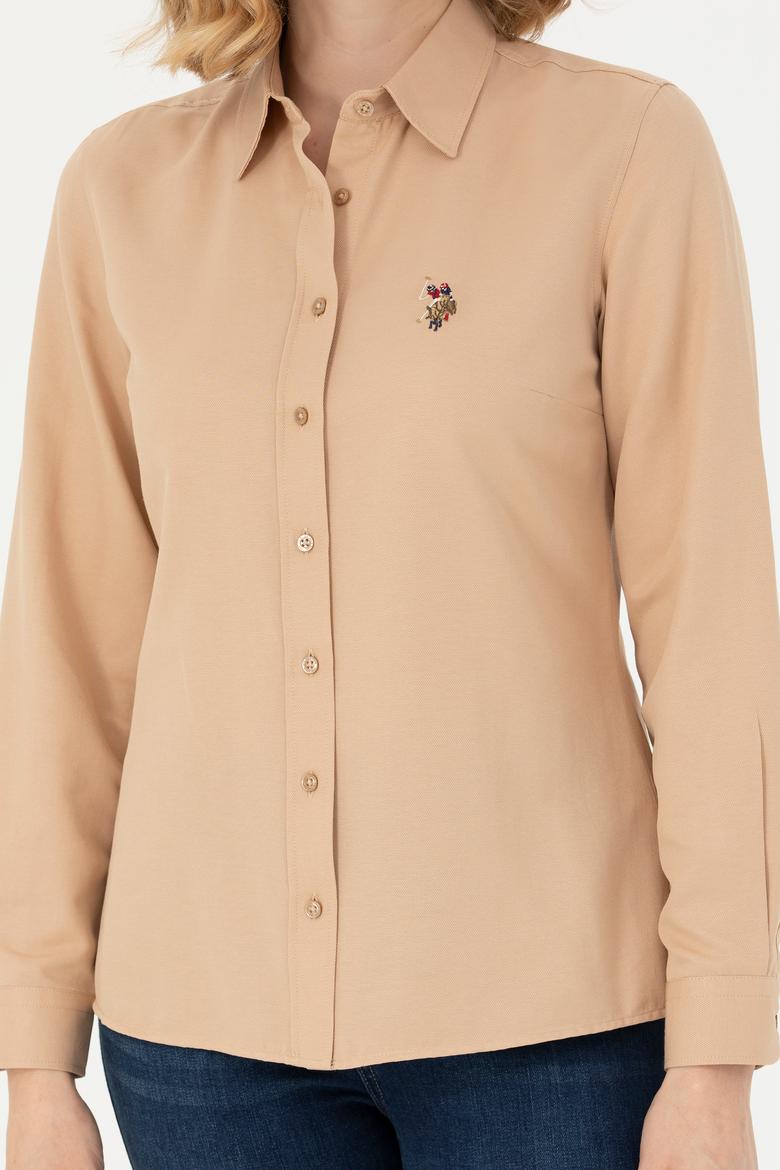 Kadın Kum Uzun Kollu Basic Gömlek - 50271935050