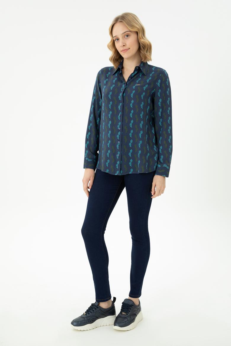 Kadın Lacivert Uzun Kollu Gömlek - 50272032011